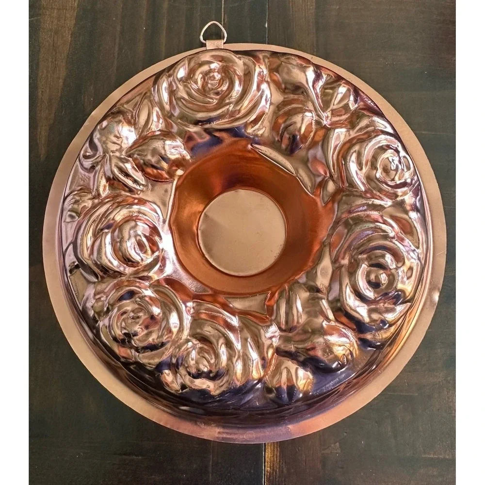 A.H.C.  Rose Flower Motif Copper Color Jello Mold Decor Wall‎ Hanging